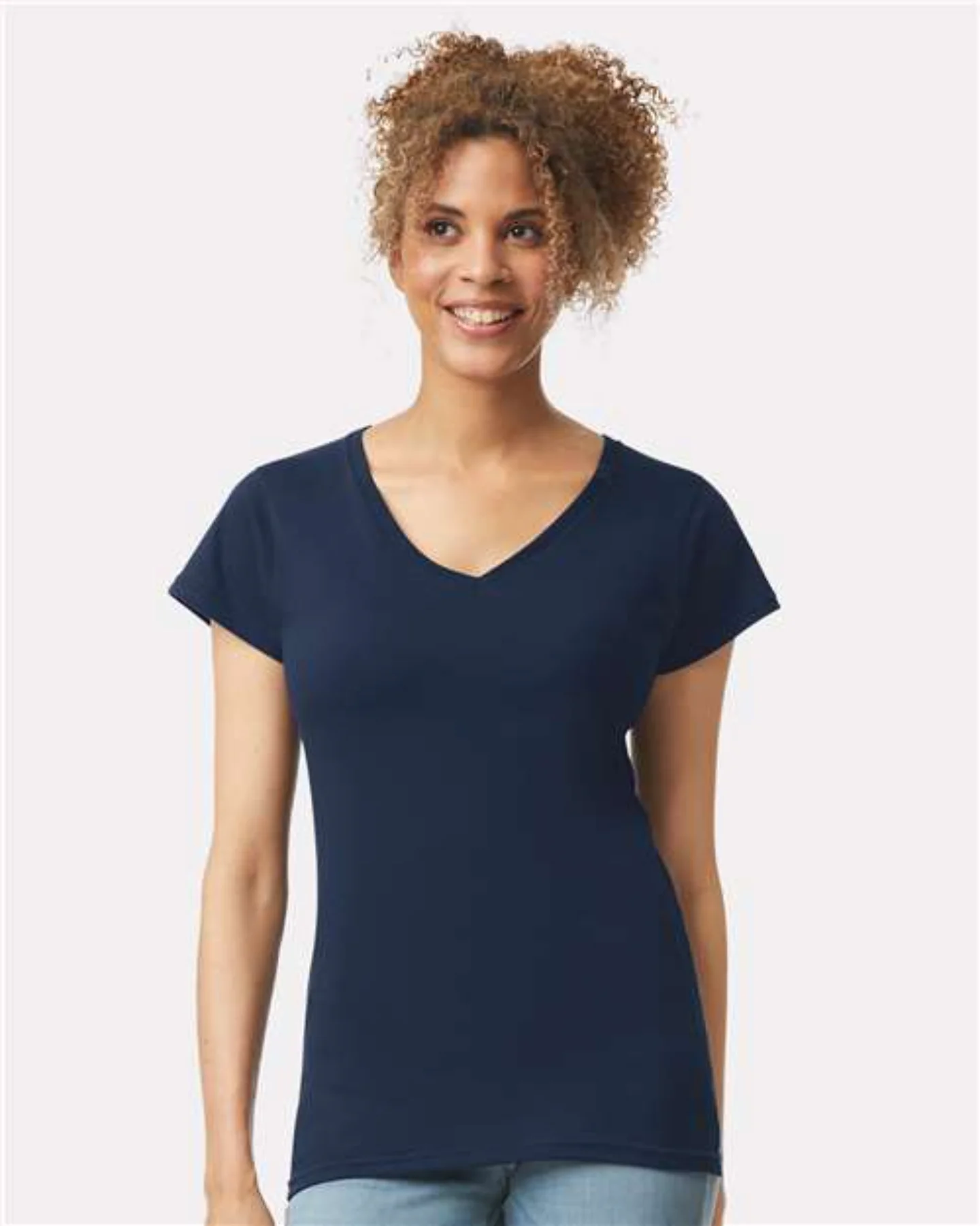 Ladies V Neck — Navy Blue